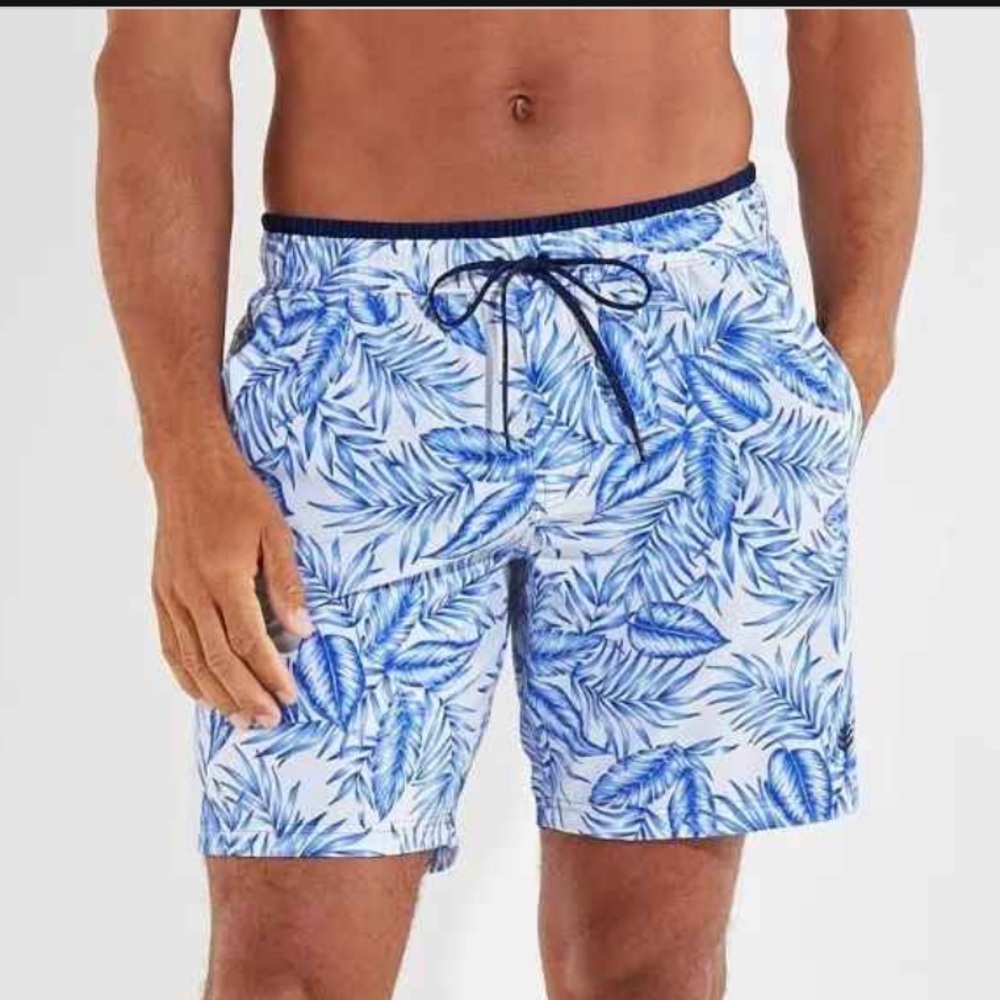 NWT’S COOLIBAR KAHUNA OAHU PALM SWIM Blue SHORTS UPF 50+ Men's Size L